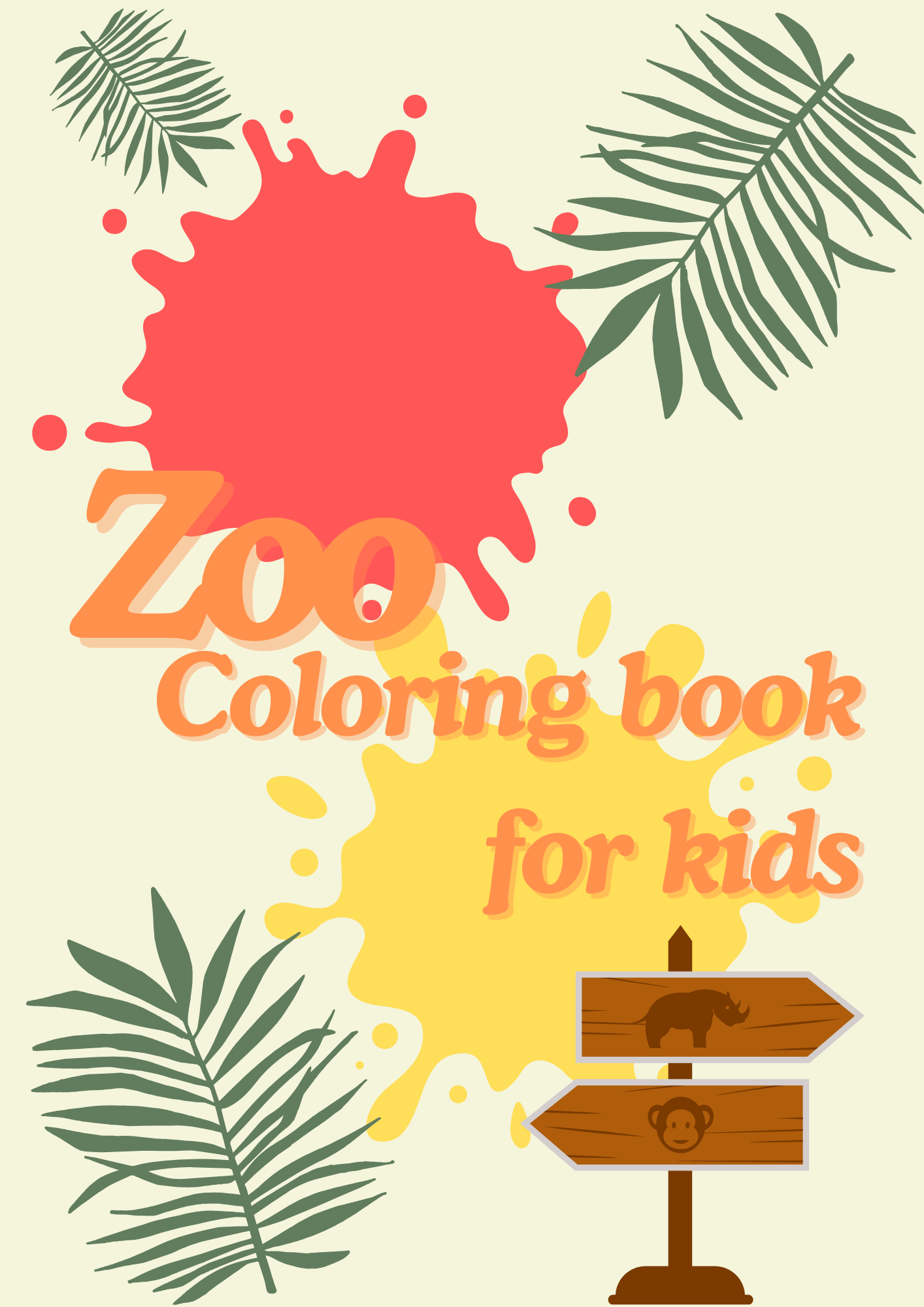 ZOO COLORING BOOK FOR KIDS - 12 animals