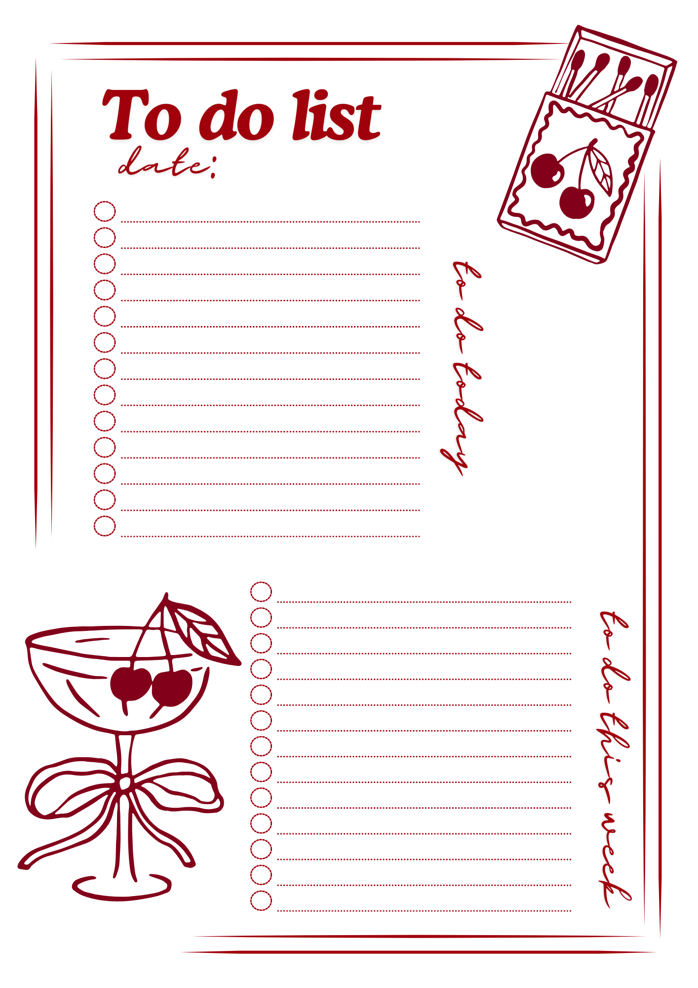 Minimalist Printable To-Do List to Boost Your Productivity(Red) ✨