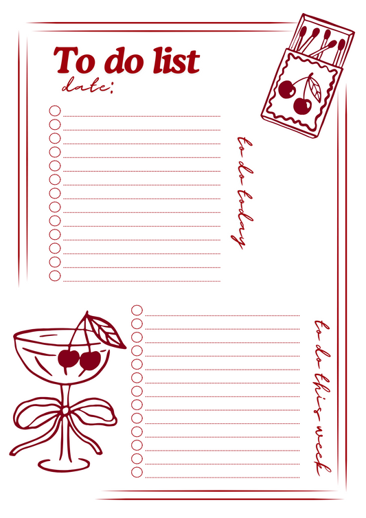 Minimalist Printable To-Do List to Boost Your Productivity(Red) ✨